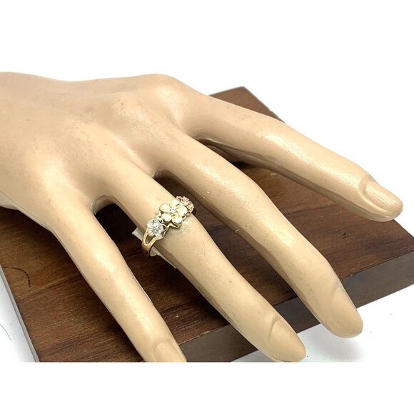 Floral Cocktail Ring 14k Yellow Gold Estate Jewelry Women's Size 9 - Picture 5 of 13